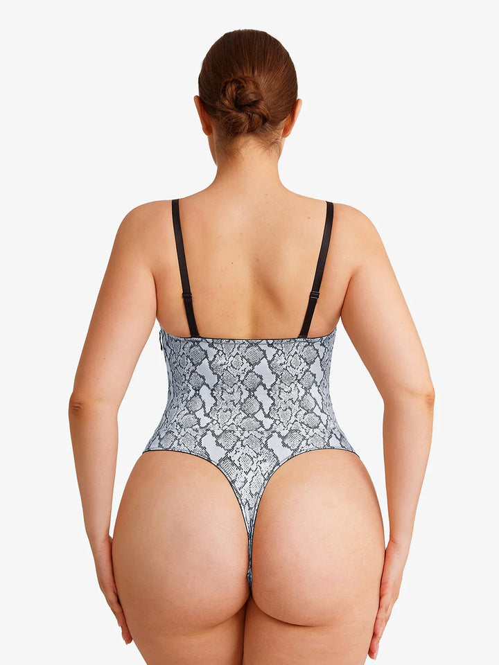 Shapewear Lace-Up Corset Bodysuit with Removable Straps
