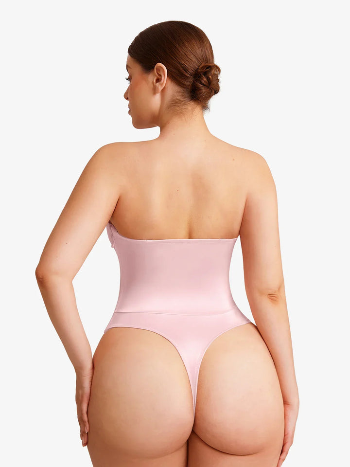 Shapewear Lace-Up Corset Bodysuit with Removable Straps