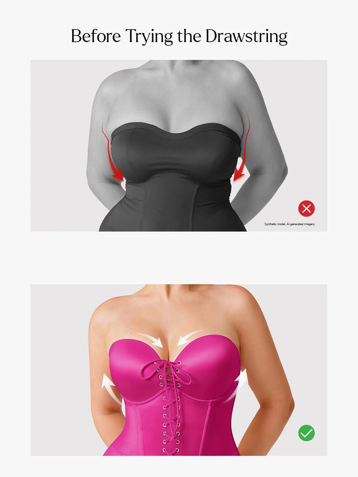 Shapewear Lace-Up Corset Bodysuit with Removable Straps