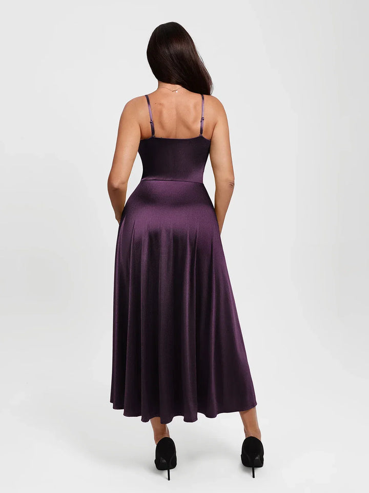 Shapewear Strappy Cowl Neck Fit & Flare Maxi Dress