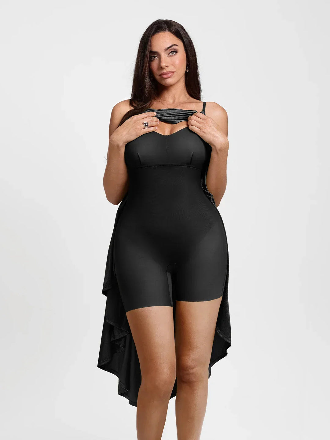 Shapewear Strappy Cowl Neck Fit & Flare Maxi Dress