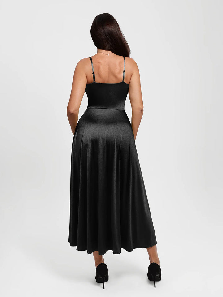 Shapewear Strappy Cowl Neck Fit & Flare Maxi Dress