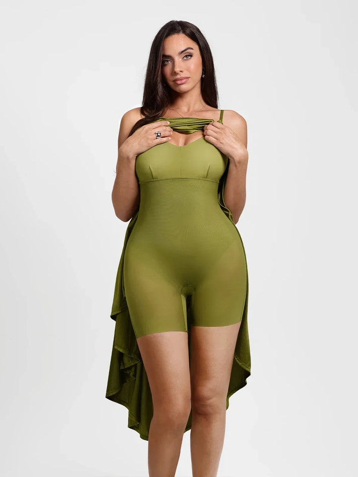 Shapewear Strappy Cowl Neck Fit & Flare Maxi Dress