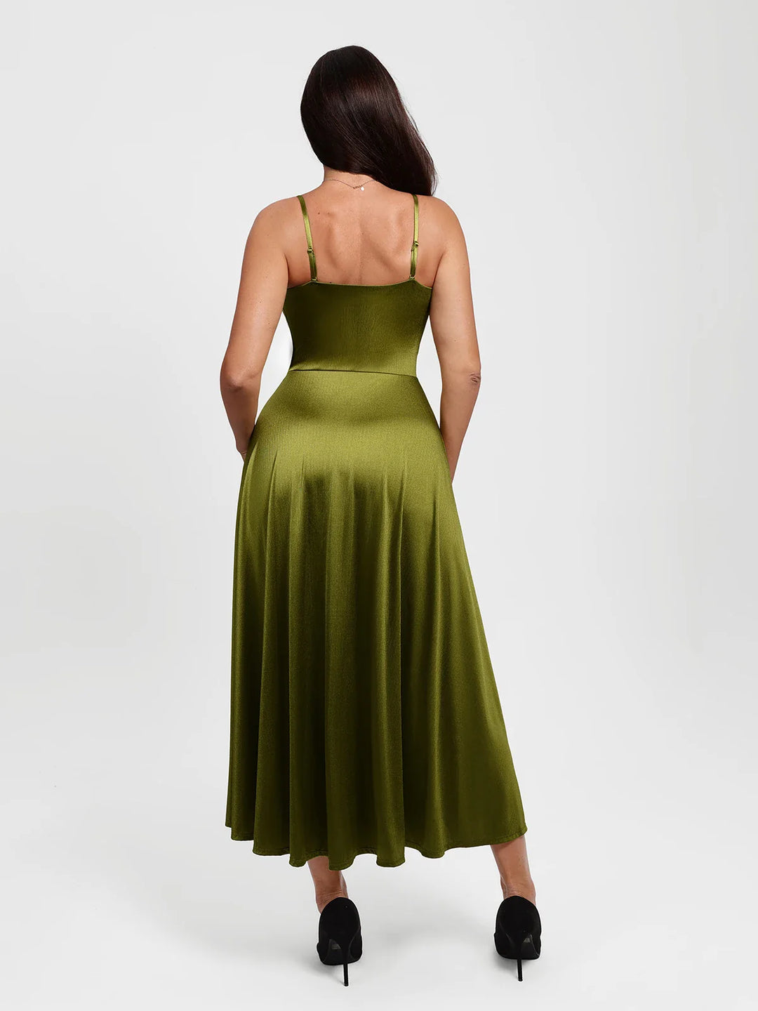 Shapewear Strappy Cowl Neck Fit & Flare Maxi Dress