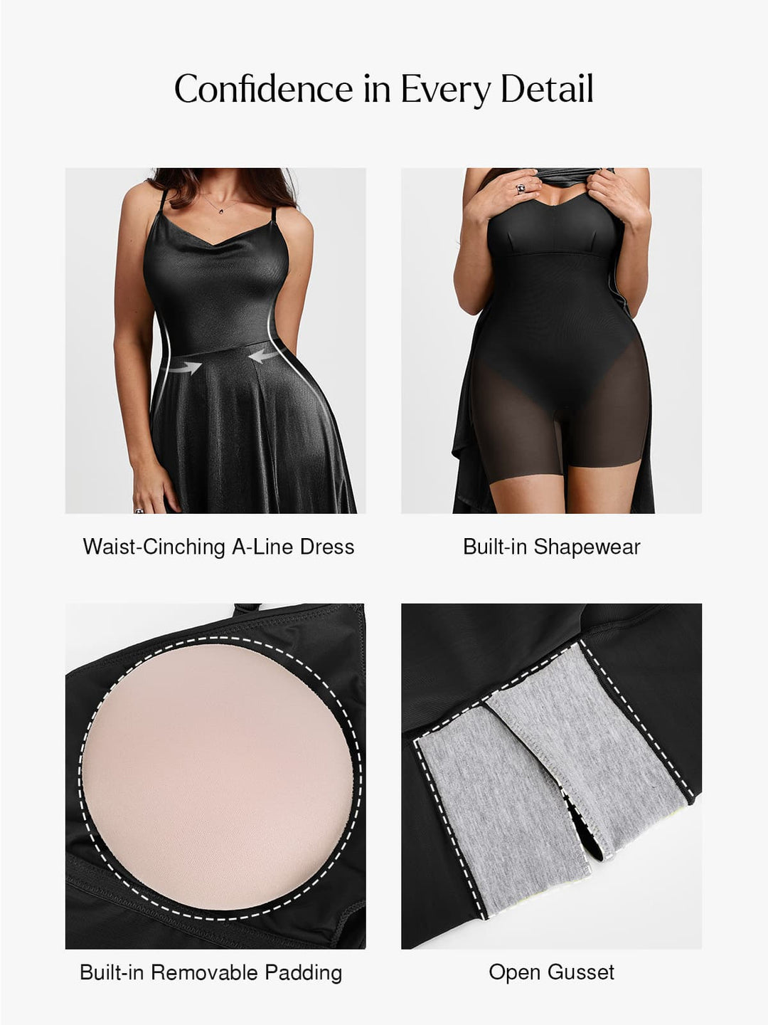 Shapewear Strappy Cowl Neck Fit & Flare Maxi Dress